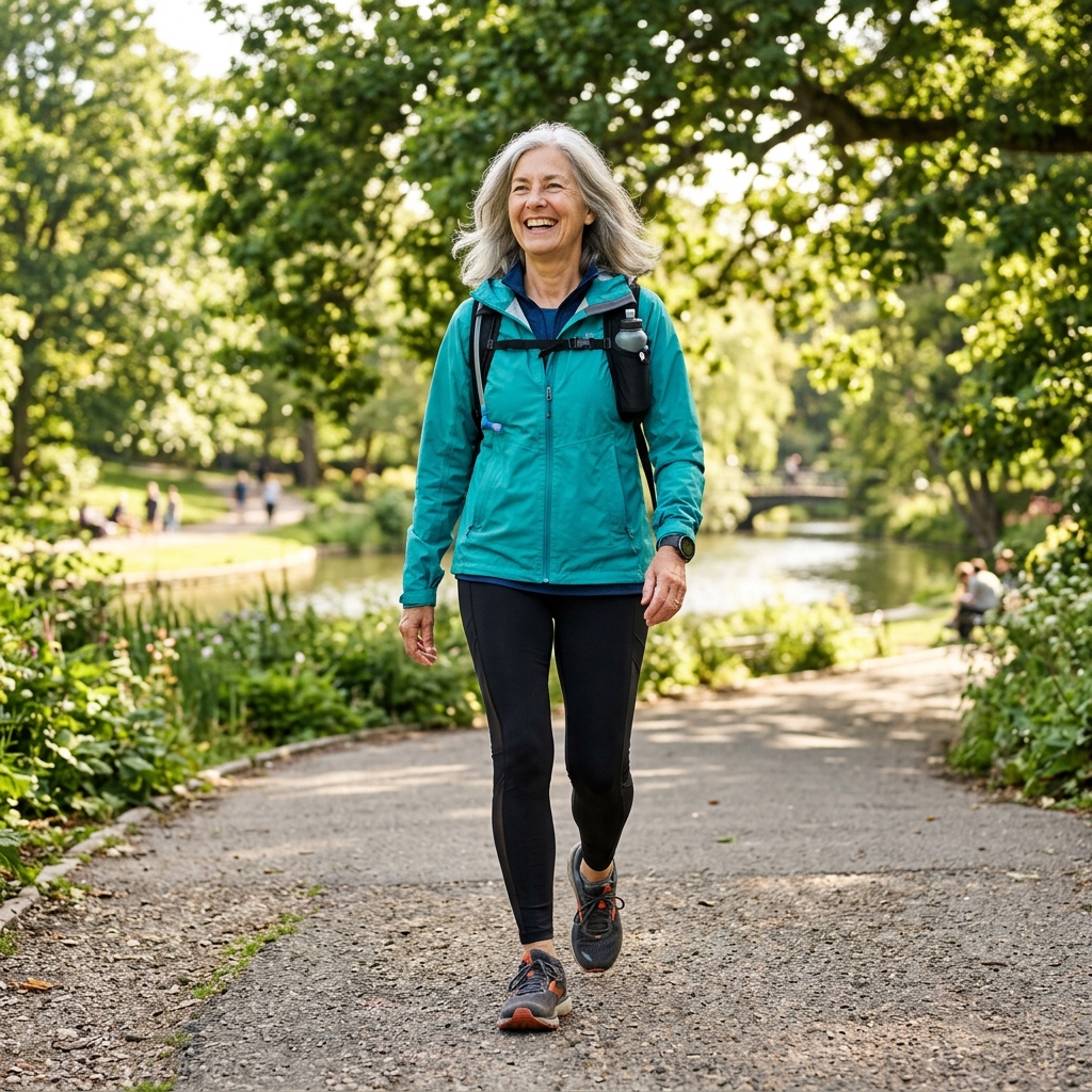 Adulto ativo sorrindo em movimento